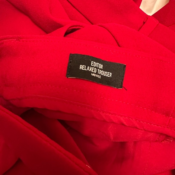 Express Editor Mid Rise Relaxed Trouser Pants Size 10S 10 S 10P LIPSTICK RED - Picture 10 of 10